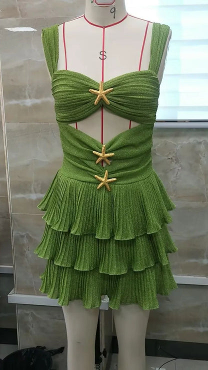 Sparkle Ruffle Homecoming Dresses Beach Party Dress, AST2031