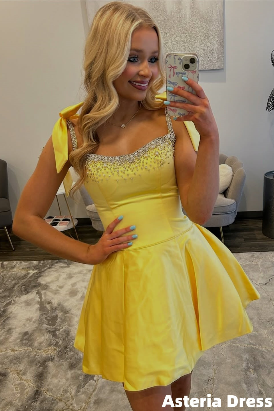 Yellow Homecoming Dresses Beaded A-Line Short Party Dress