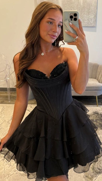 Yellow Chiffon Homecoming Dresses Sweetheart Applique Short Prom Dress Party Wear,AST2065