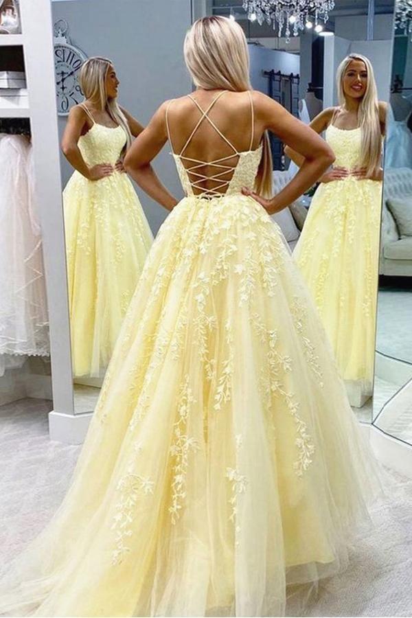 A-line Round Neck Tulle Lace Prom Dresses Formal Dresses,AST1242