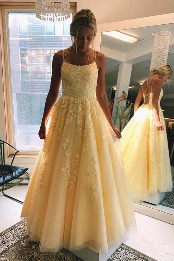 A-line Round Neck Tulle Lace Prom Dresses Formal Dresses,AST1242