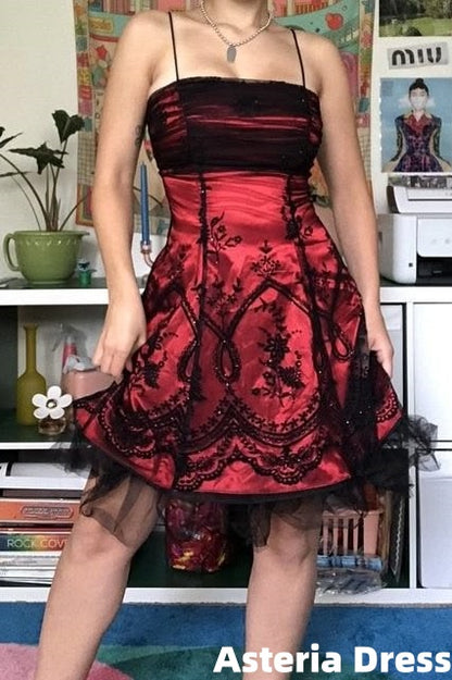 2000‘S Vintage Black Lace A-Line Homecoming Dress