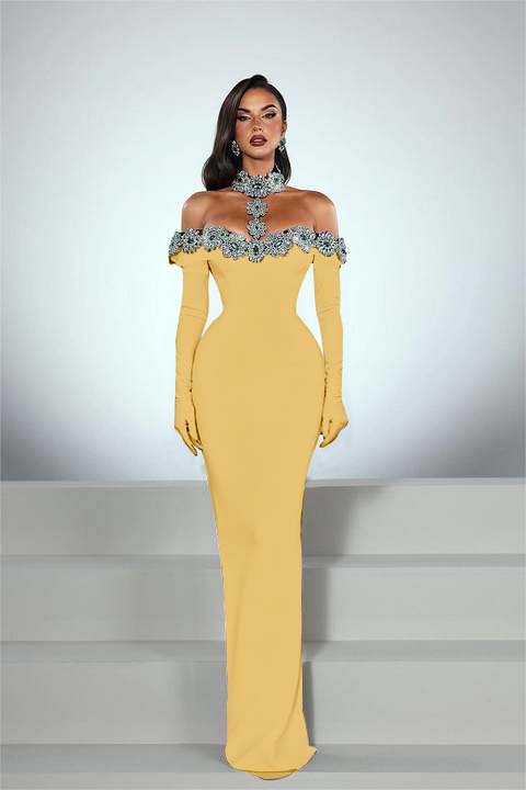 Elegant Black Half Sleeves Mermaid Prom Dress withstones