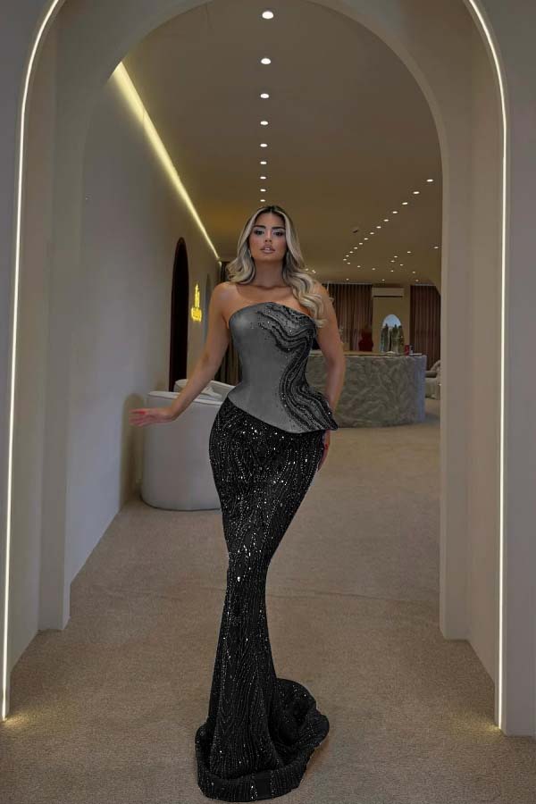 Glamorous Blue Strapless Prom Dress Sleeveless Slimming with Beaded WQ0440