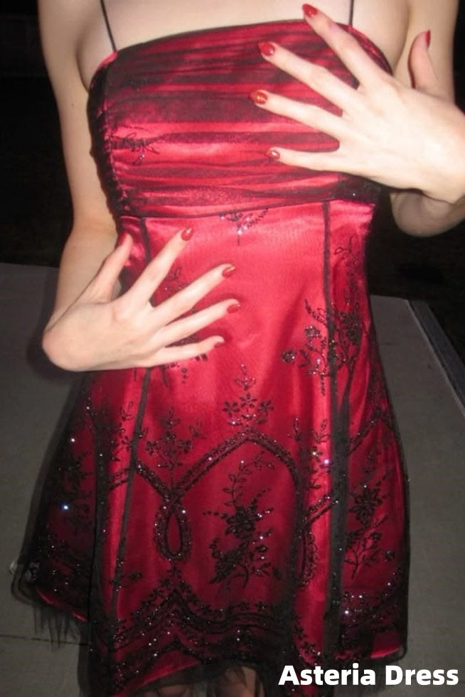 2000‘S Vintage Black Lace A-Line Homecoming Dress