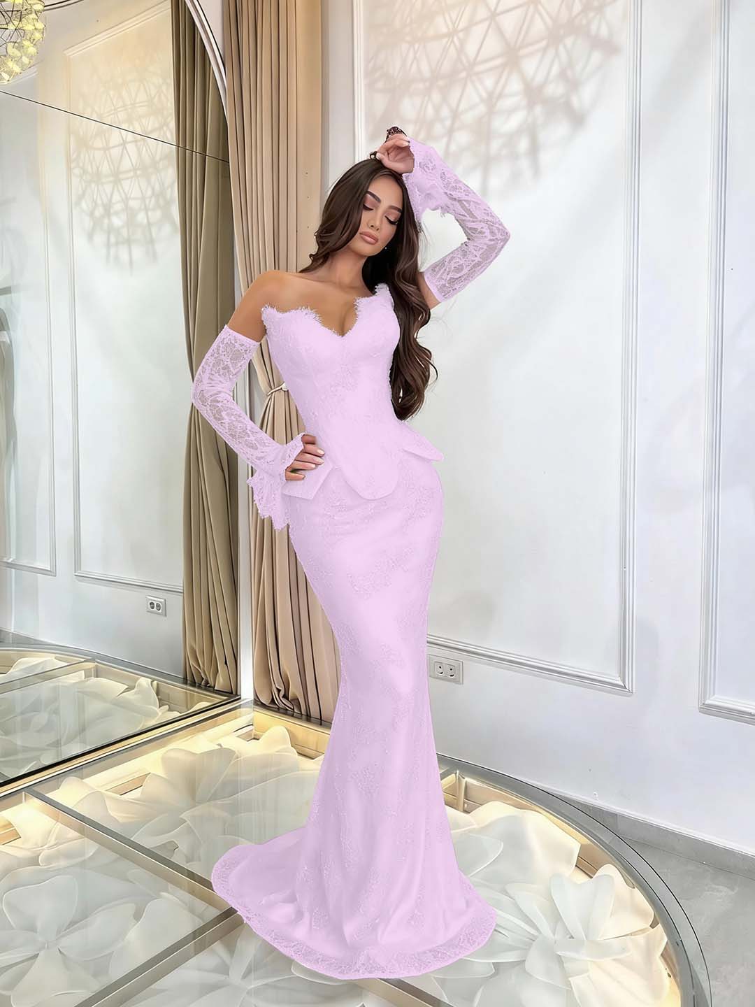 Enchanting Burgundy Sleeveless Prom Dress Mermaid Applique with Lace Gloves