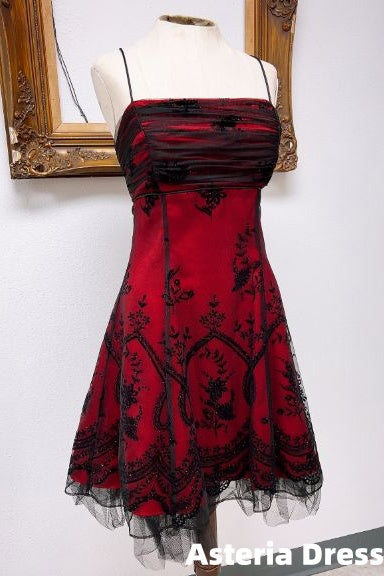 2000‘S Vintage Black Lace A-Line Homecoming Dress