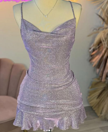 Sexy Sheath Halter Sequin Tight Grape Formal Homecoming Dresses 8Th Grad Dance Graduation Dress Short Birthday Outfits Hoco Dresses