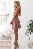 Charming Blush A-Line Homecoming Dresses Short Prom Dress with Appliques , AST1147