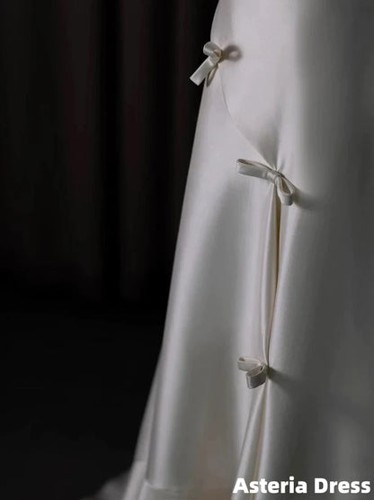 Classy Ball Gown Scoop Satin Ruffles Ivory Wedding Dresses Brides Dress