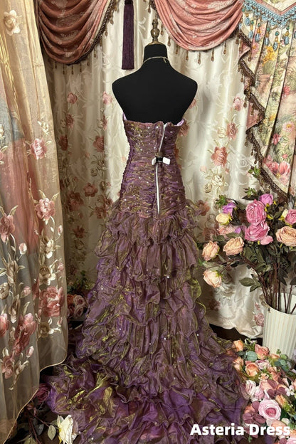 Classy Mermaid Strapless Ruffles Long Evening Dress Formal Prom Dress