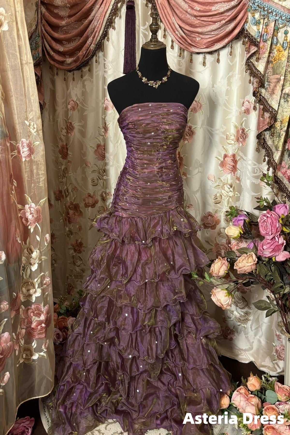 Classy Mermaid Strapless Ruffles Long Evening Dress Formal Prom Dress