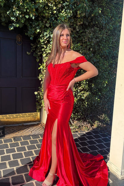 Elegant Champagne Off the Shoulder Mermaid Long Prom Dress