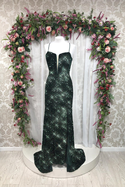 Royal Blue Sequin Straps Mermaid Long Prom Dress