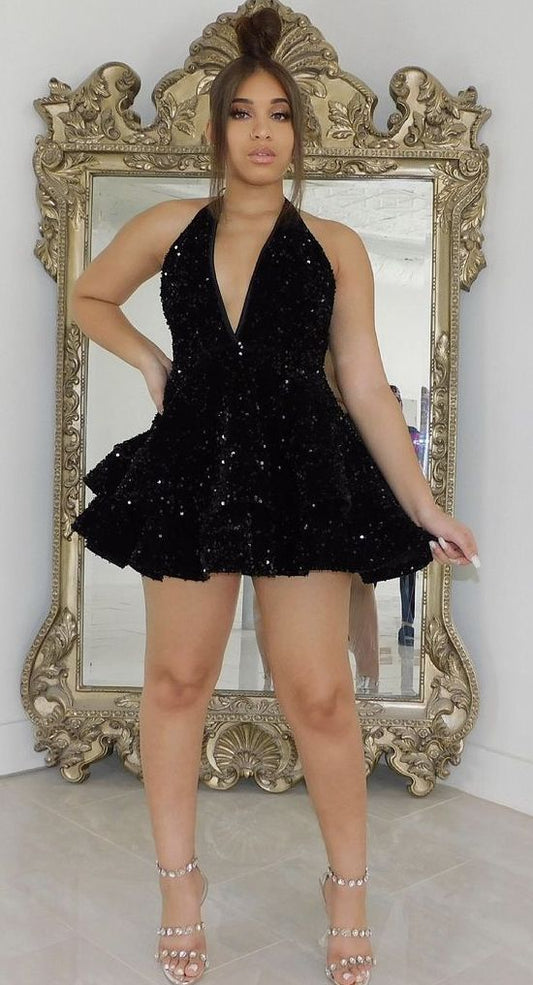 Sexy Short White Homecoming Dress Sequins Pink Black Party Dresses for Women,AST1199