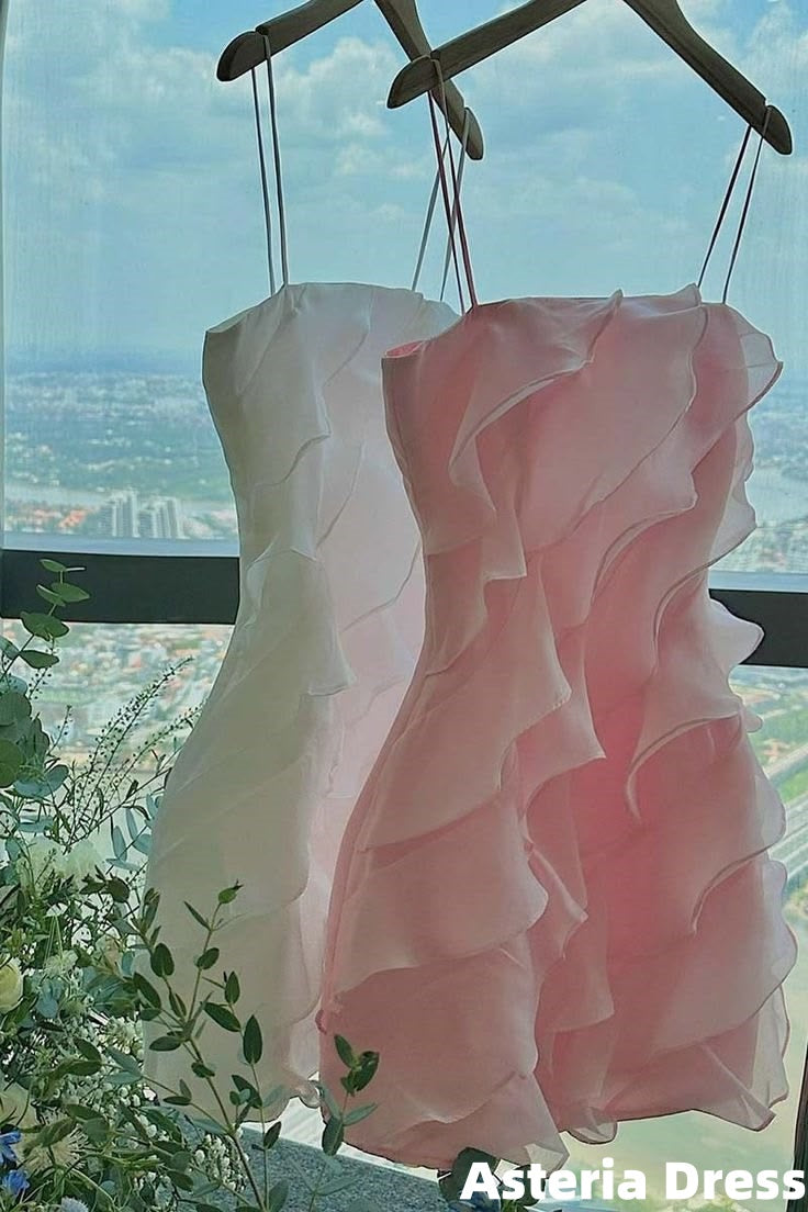 Lilac Chiffon Ruffle Homecoming Dresses Summer Outfits