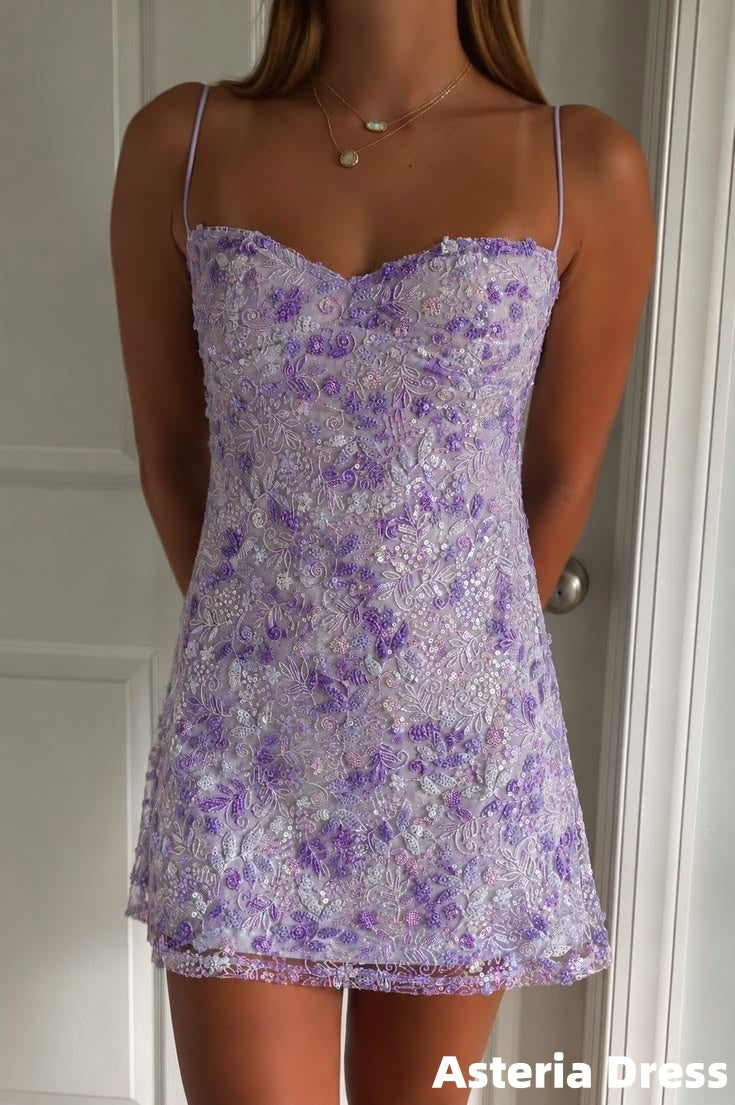 Summer Floral Spaghetti Straps Mini Homecoming Dress For Teen