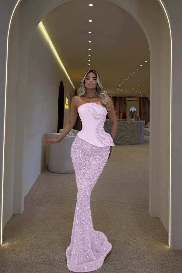 Glamorous Blue Strapless Prom Dress Sleeveless Slimming with Beaded WQ0440