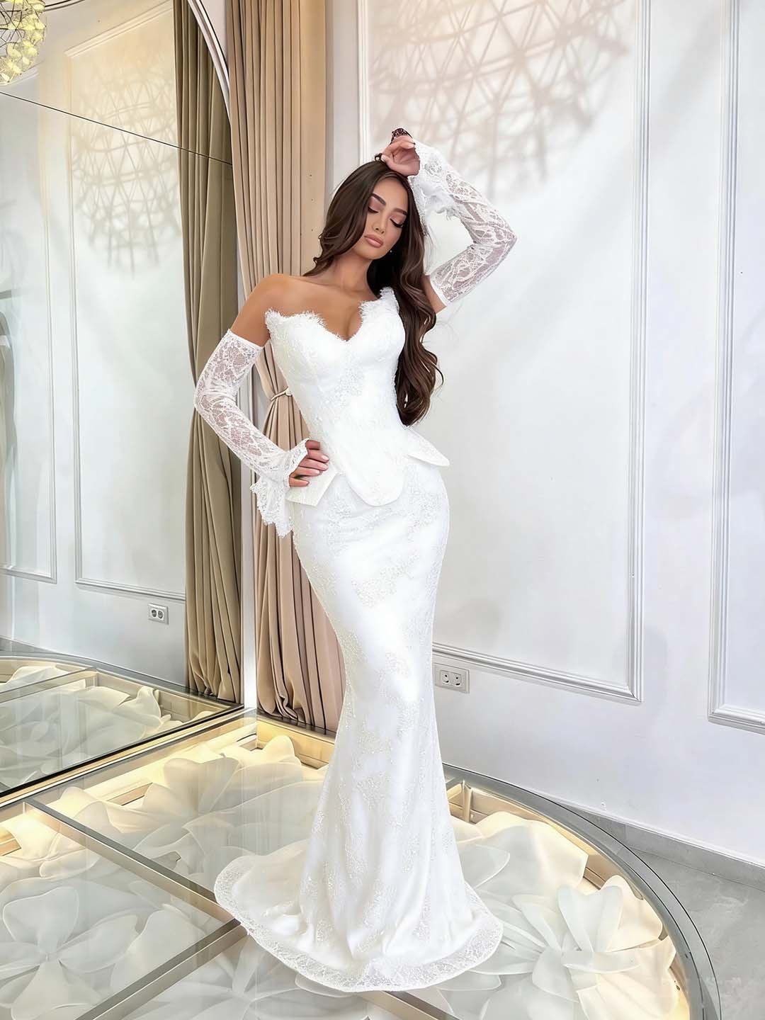 Enchanting Burgundy Sleeveless Prom Dress Mermaid Applique with Lace Gloves