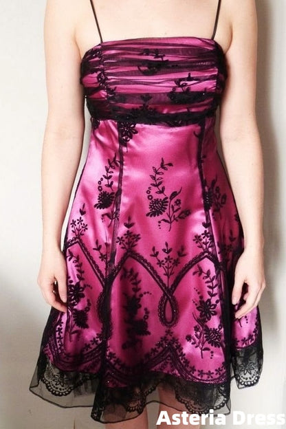 2000‘S Vintage Black Lace A-Line Homecoming Dress