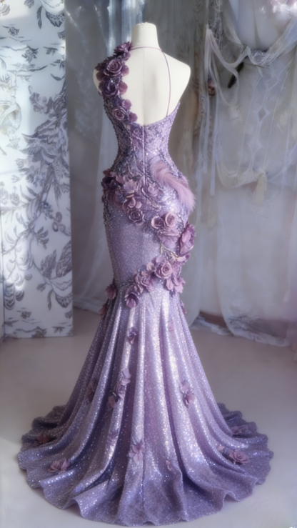 Elegant Halter Mermaid Burgundy Long Prom Dresses Sequin Burgundy Evening Dresses