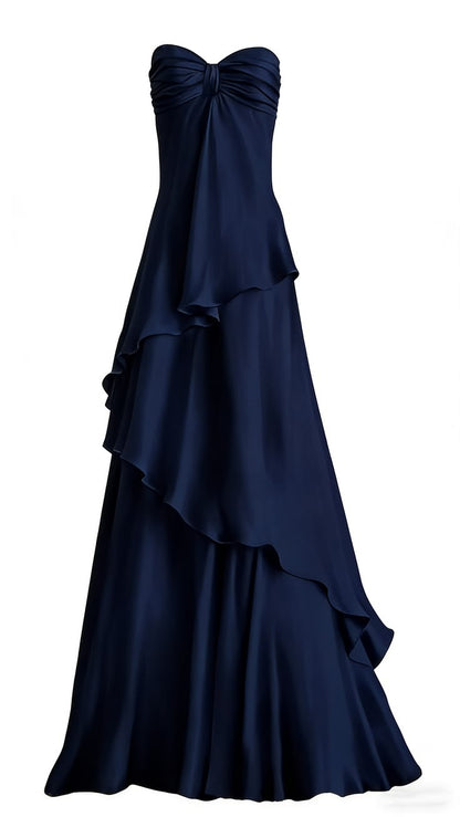 White Sweetheart Chiffon Long Prom Dress - A-Line Floor Length Evening Gown