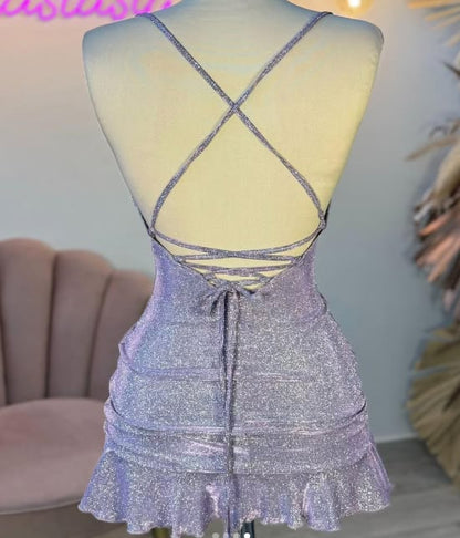 Sexy Sheath Halter Sequin Tight Grape Formal Homecoming Dresses 8Th Grad Dance Graduation Dress Short Birthday Outfits Hoco Dresses