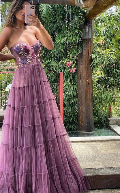 A-Line Prom Dress with Lace & Beads - Formal Evening Gown