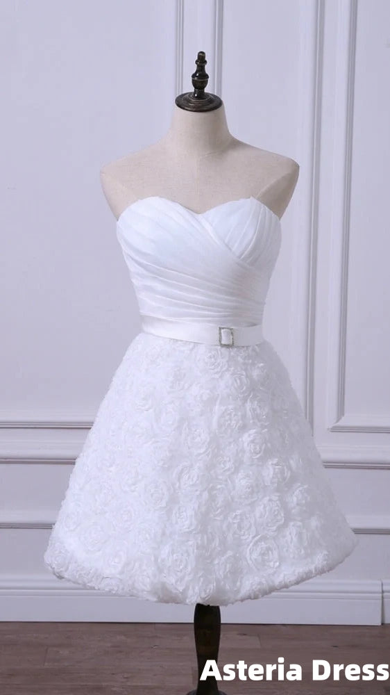 Hot Sale Short Wedding Reception Dresses Cheap White/Ivory Bridal Gown