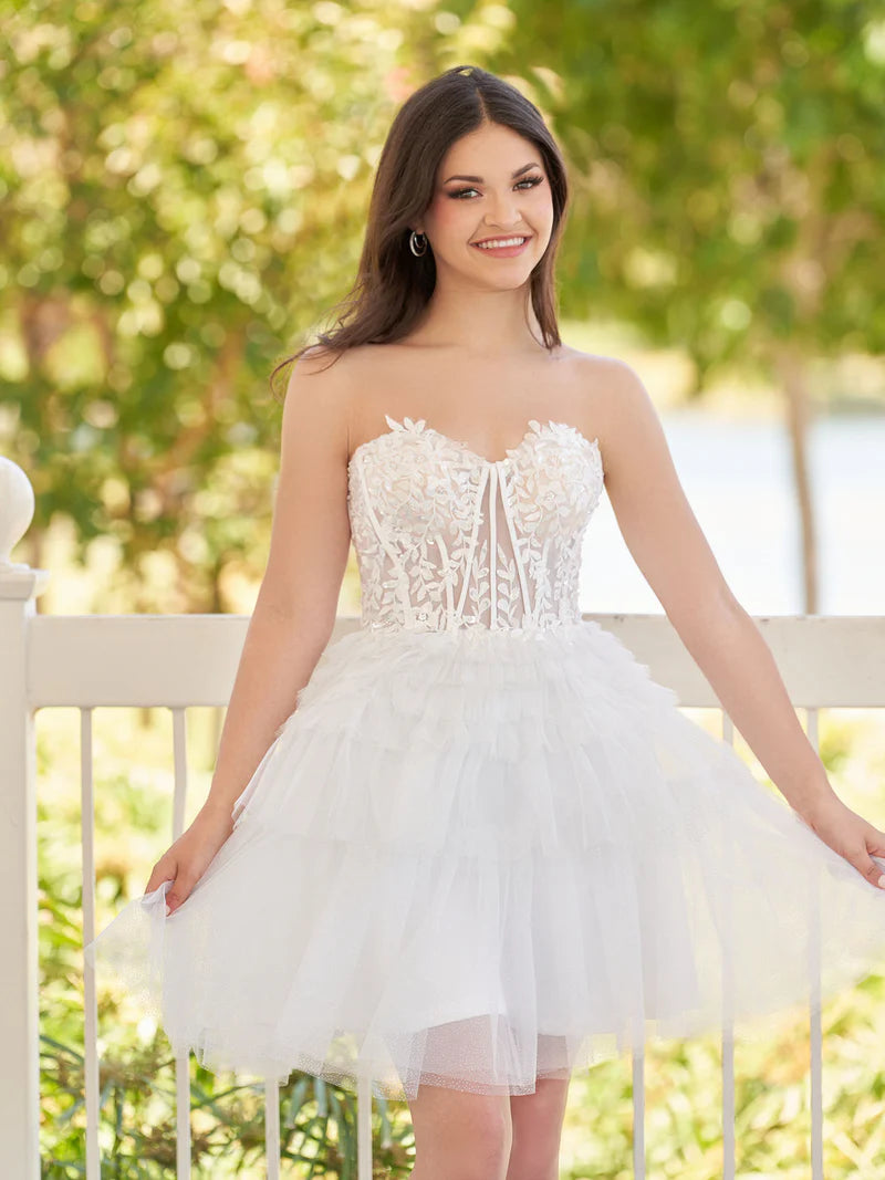 A-Line Sweetheart White Lace Short Homecoming Dress, AST1083