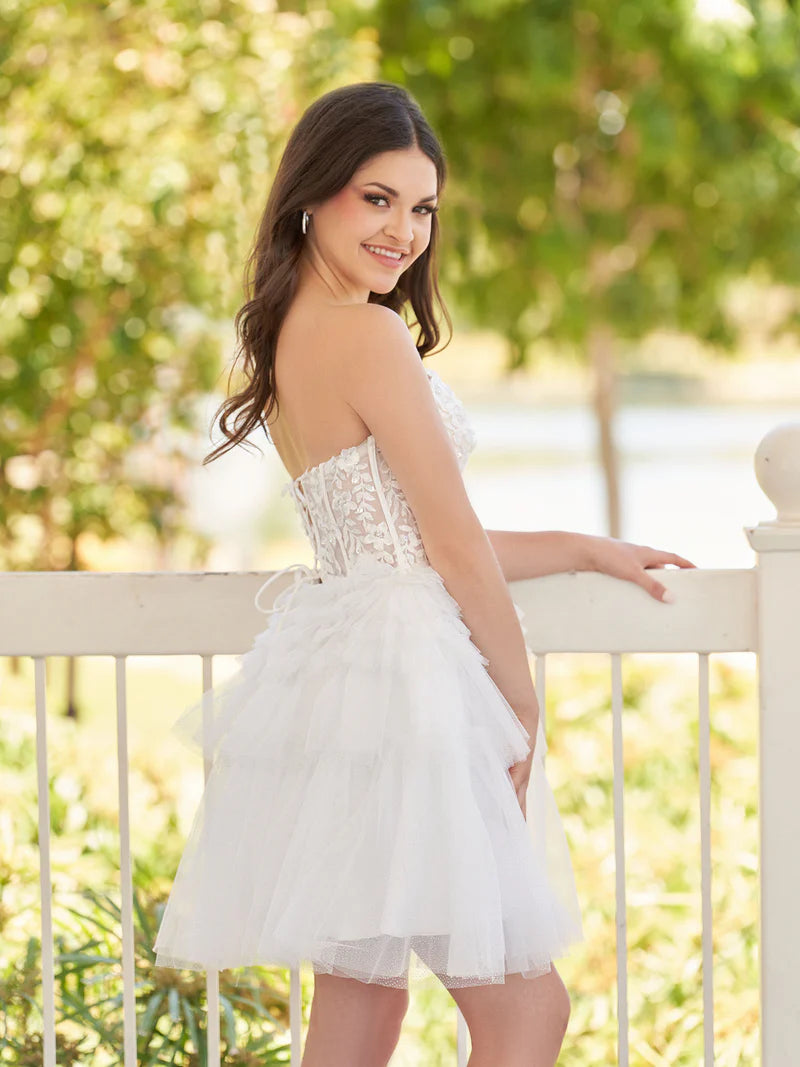 A-Line Sweetheart White Lace Short Homecoming Dress, AST1083