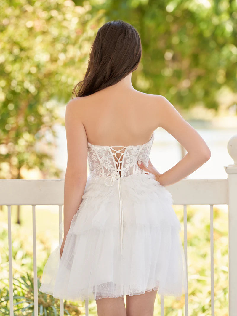 A-Line Sweetheart White Lace Short Homecoming Dress, AST1083