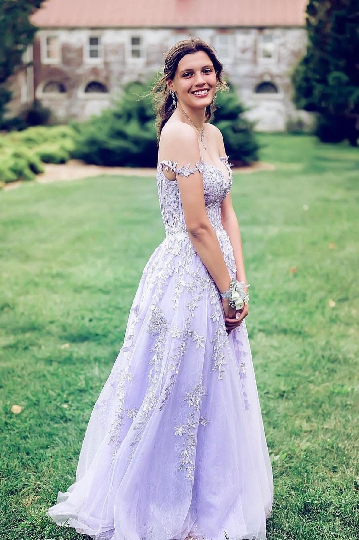 Straps Navy Blue Lace Appliques A-line Formal Dress