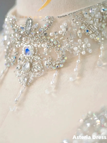 Luxury Ball Gown Off The Shoulder Short Sleeves Sequin White Wedding Dresses Brides Dress