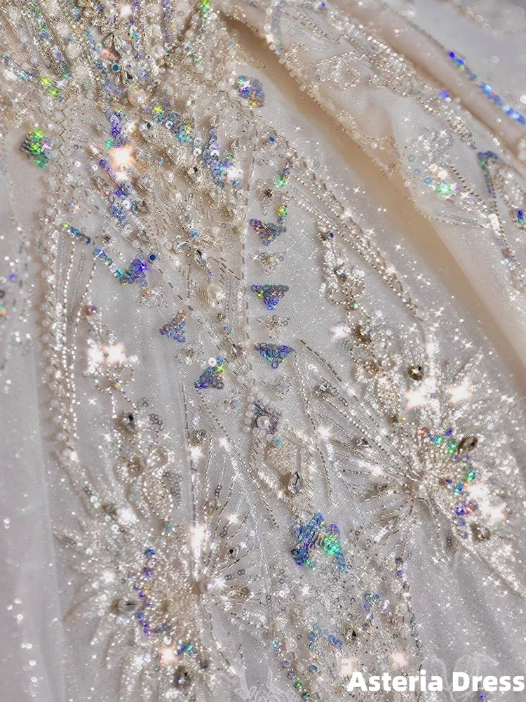 Luxury Ball Gown Off The Shoulder Short Sleeves Sequin White Wedding Dresses Brides Dress