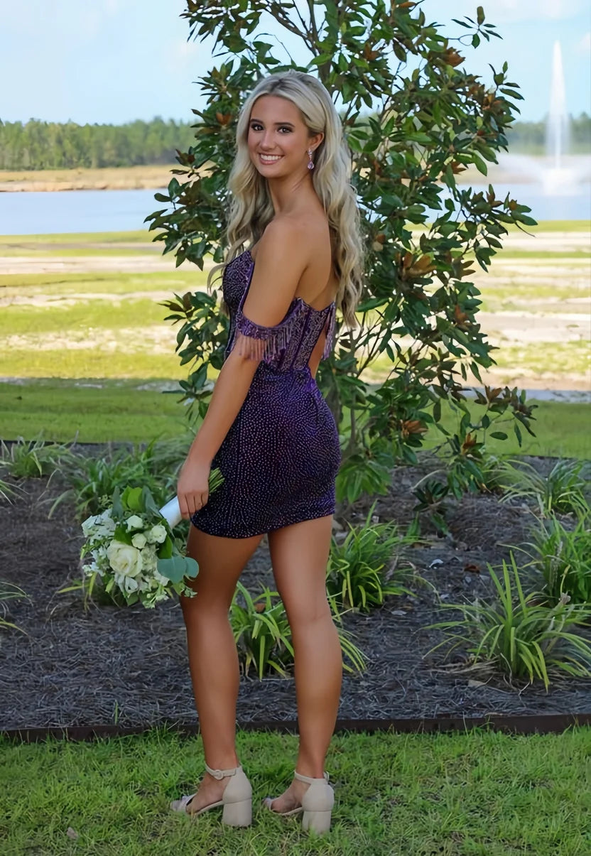 Off The Shoulder Sequined Bodycon Homecoming Dresses