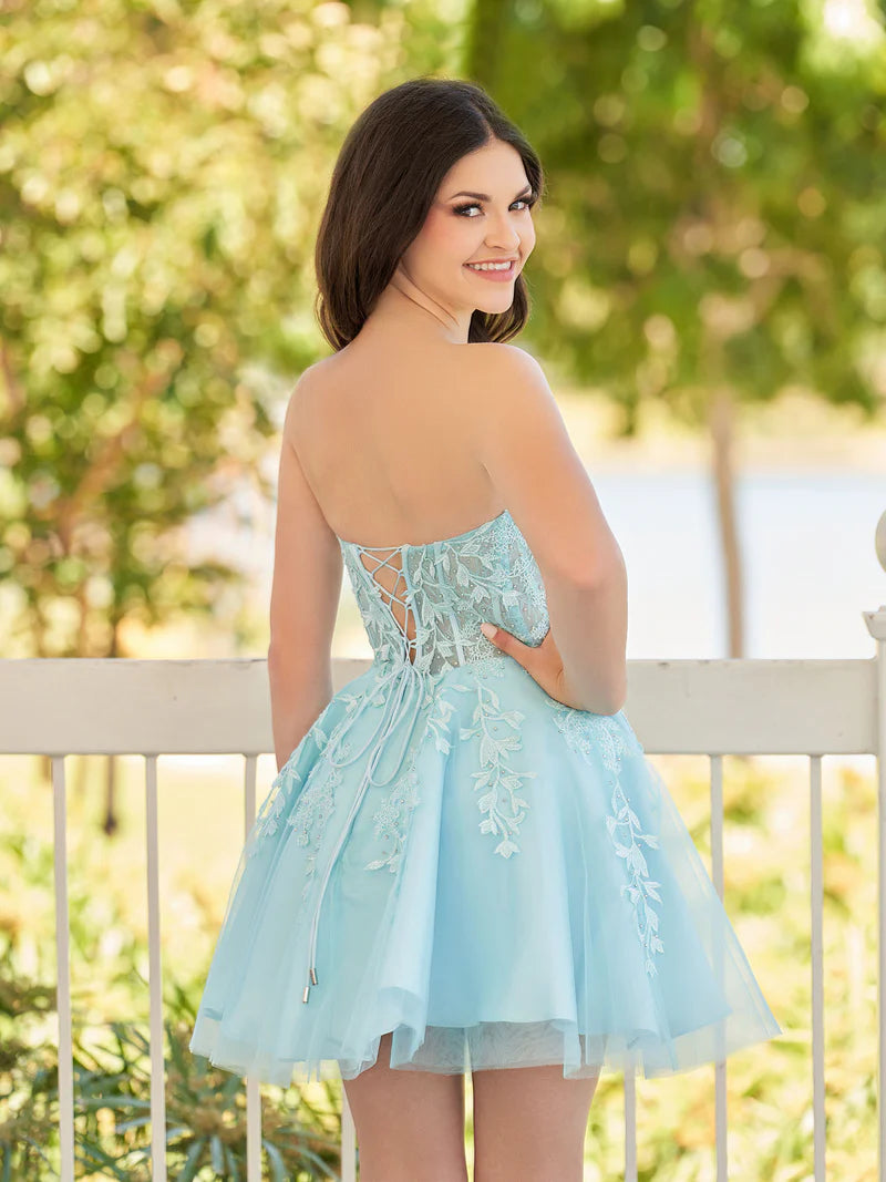 A-Line Tulle Lace Homecoming Dress with Appliques, AST1090