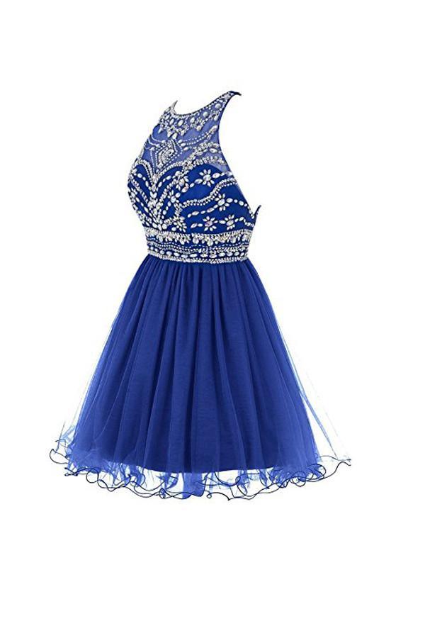 Royal Bule Tulle Homecoming Dresses 2024 Short Prom Gowns  Homecoming Dresses, AST1139