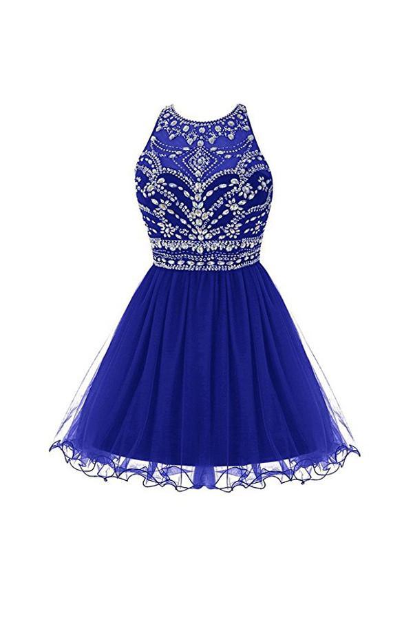 Royal Bule Tulle Homecoming Dresses 2024 Short Prom Gowns  Homecoming Dresses, AST1139