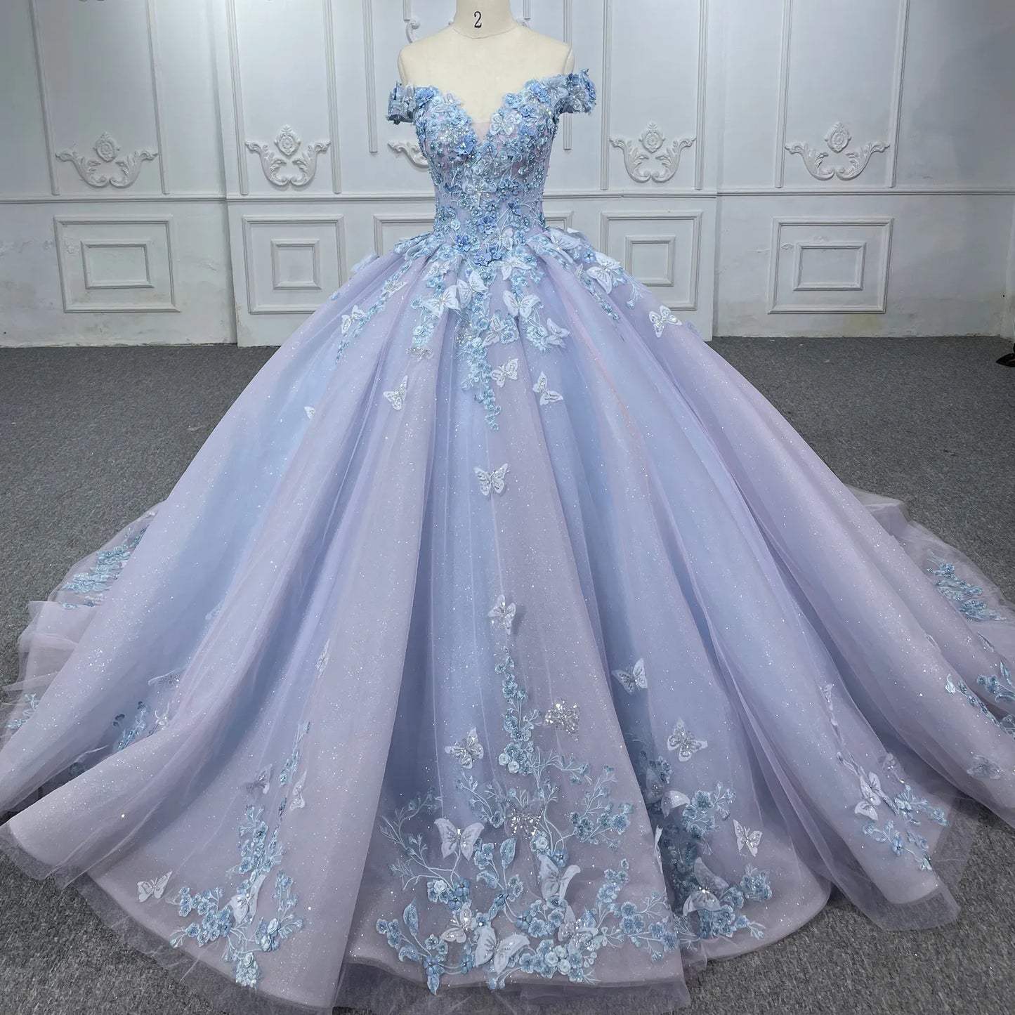 Off the Shoulder Quinceanera Dresses 3D Butterflies Sweet 15 16 Party Ball Gowns,AST1301