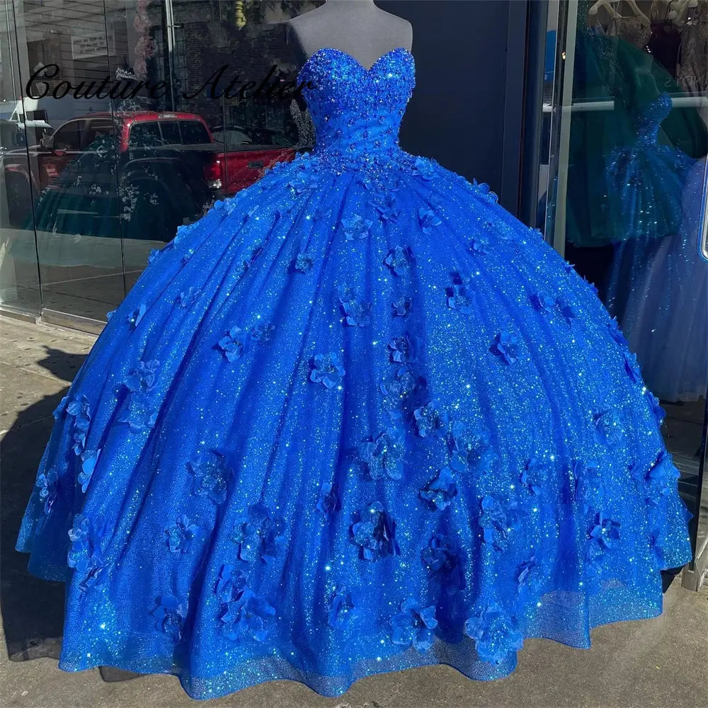 Royal Blue Ball Gown Quinceanera Dresses Prom Graduation Gowns Lace Up Sweet 16, AST1317