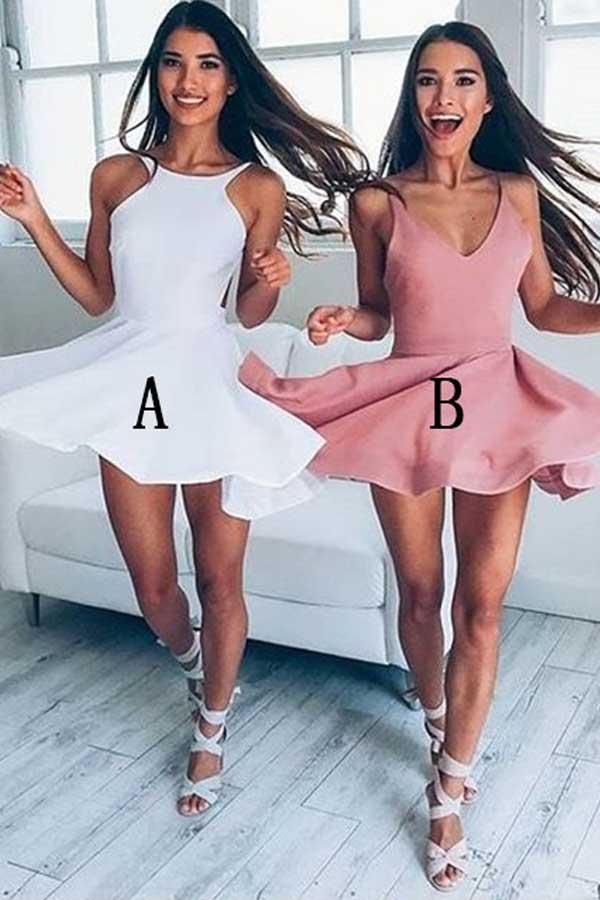 Simple Short White Backless Homecoming Dress Party Dress Prom Dress, AST1174