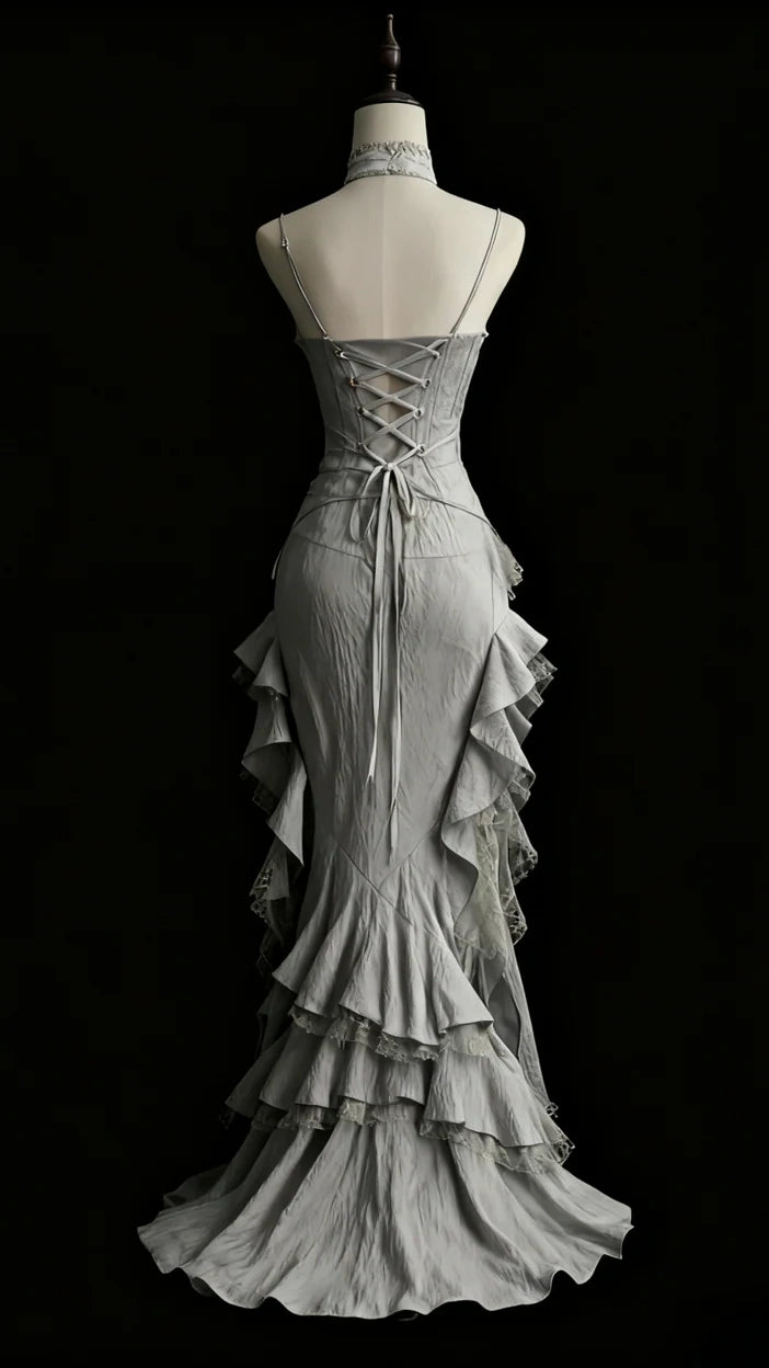 Silver Grey Retro Fashion Elegant Long/Short Lace Homecoming Dress Prom Dress Evening Gown,AST2286