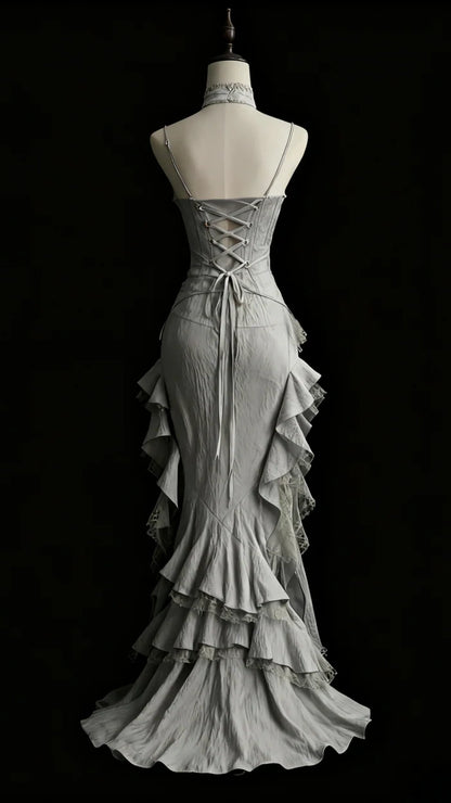Silver Grey Retro Fashion Elegant Long/Short Lace Homecoming Dress Prom Dress Evening Gown,AST2286